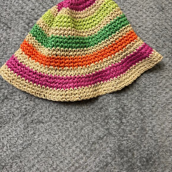 H&M Girls Striped Crotchet Multi- Color Bucket Hat Cute Summer Beach Size 4T- 6X - Picture 2 of 6